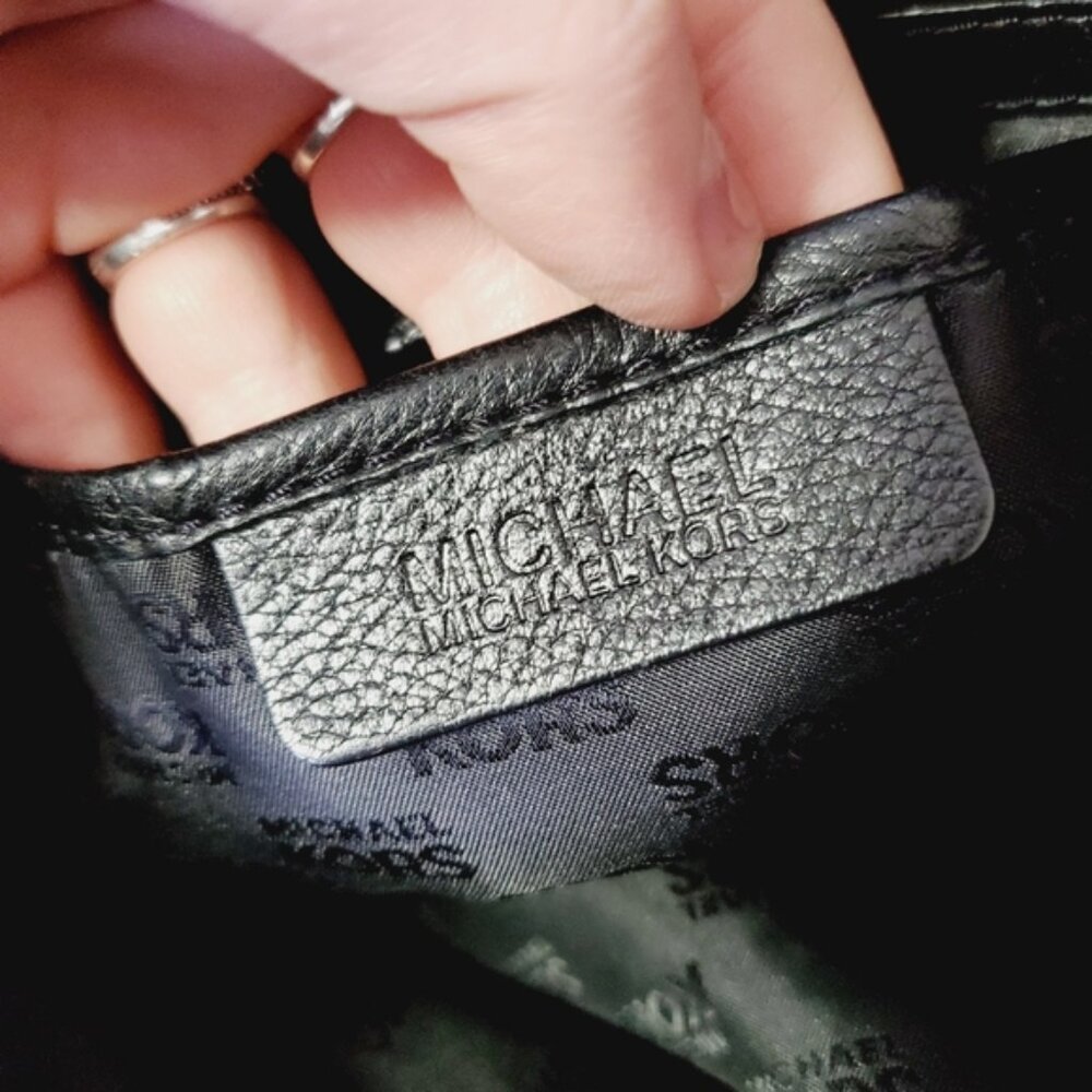 Michael Kors Satchel East West Hamilton Black Pebble Leather Bag Crossbody Strap - Picture 7 of 9